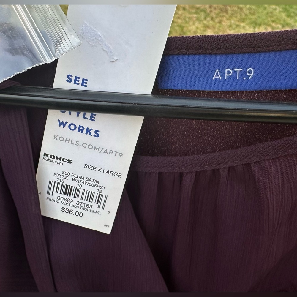 Apt. 9 Plum Satin Blouse - Picture 2 of 2